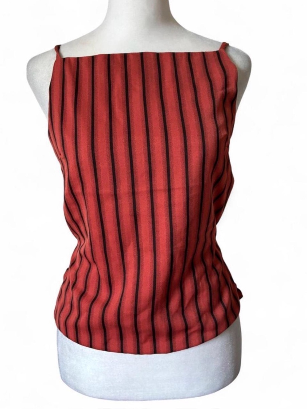 Lioness Red Black Striped Open Back Tie Back Tank Top size Small - Picture 2 of 5